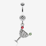Sparkling Martini Glass Charm Dangle Belly Ring