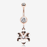 Rose Gold Spring Wild Flower Belly Button Ring