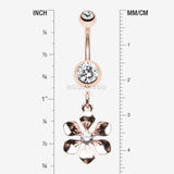 Detail View 1 of Rose Gold Spring Wild Flower Belly Button Ring-Clear Gem