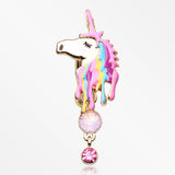 Golden Magical Unicorn Sparkle Reverse Belly Button Ring