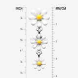 Detail View 1 of Adorable Spring Daisy Flowers Reverse Belly Button Ring-White/Yellow