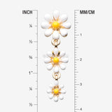 Detail View 1 of Golden Adorable Spring Daisy Flowers Reverse Belly Button Ring-White/Yellow