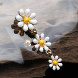 Detail View 2 of Golden Adorable Spring Daisy Flowers Reverse Belly Button Ring-White/Yellow