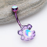 Detail View 2 of Colorline Iridescent Revo Ariel's Shell Belly Button Ring-Purple/Light Purple