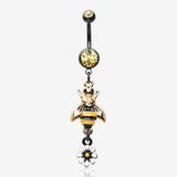 Blackline Bumble Bee Daisy Sparkle Belly Button Ring