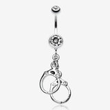 Handcuff Sparkle Belly Ring-Clear Gem