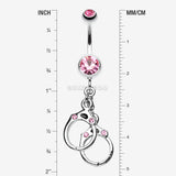 Detail View 1 of Handcuff Sparkle Belly Ring-Light Pink
