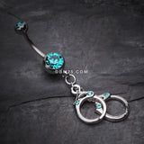 Detail View 2 of Handcuff Sparkle Belly Ring-Teal