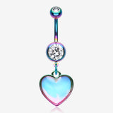 Colorline Iridescent Revo Heart Belly Button Ring-Rainbow/Clear
