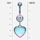 Detail View 1 of Colorline Iridescent Revo Heart Belly Button Ring-Rainbow/Clear