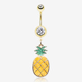 Golden Sweet Juicy Pineapple Belly Button Ring