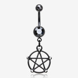 Blackline Pentacle Sparkle Goth Belly Button Ring