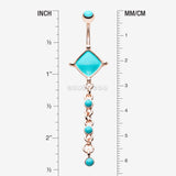 Detail View 1 of Rose Gold Vintage Turquoise Princess Belly Button Ring-Turquoise