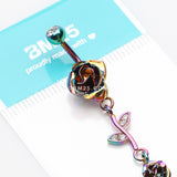 Detail View 3 of Colorline Bright Metal Rose Belly Button Ring-Clear Gem