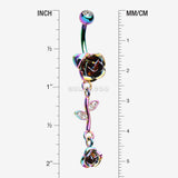 Detail View 1 of Colorline Bright Metal Rose Belly Button Ring-Clear Gem