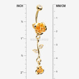 Detail View 1 of Golden Bright Metal Rose Belly Button Ring-Clear Gem