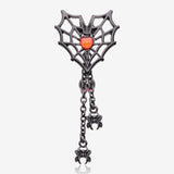 Blackline Heart Web Spiders Dangle Belly Button Ring-Black/Red