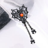 Detail View 2 of Blackline Heart Web Spiders Dangle Belly Button Ring-Black/Red