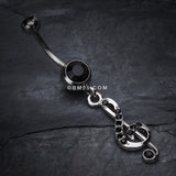 Detail View 2 of G Clef Music Note Sparkle Belly Ring-Black