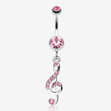 G Clef Music Note Sparkle Belly Ring