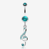 G Clef Music Note Sparkle Belly Ring
