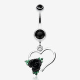 Heart Rose Belly Ring-Black
