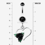 Detail View 1 of Heart Rose Belly Ring-Black