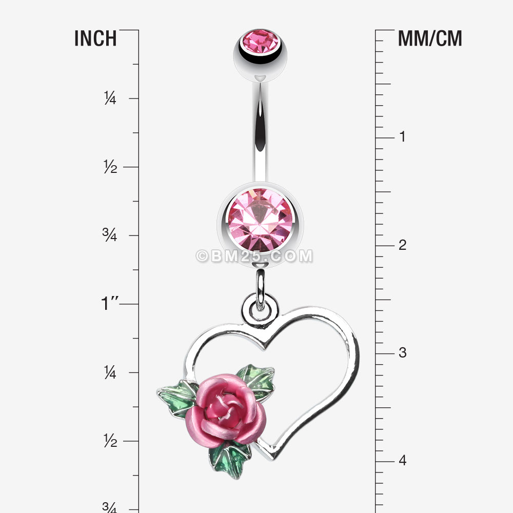 Detail View 1 of Heart Rose Belly Ring-Light Pink