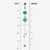 Detail View 1 of Delicate Star Sparkles Belly Ring-Teal