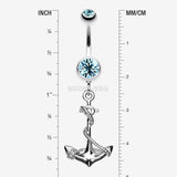 Detail View 1 of Classic Rope Anchor Belly Ring-Aqua