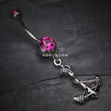 Detail View 2 of Classic Rope Anchor Belly Ring-Fuchsia