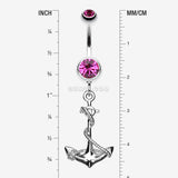 Detail View 1 of Classic Rope Anchor Belly Ring-Fuchsia