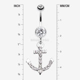 Detail View 1 of Anchor Gem Sparkle Belly Ring-Clear Gem
