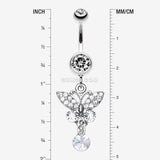 Detail View 1 of Sparkling Butterfly Gem Belly Ring-Clear Gem