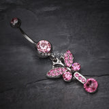 Detail View 2 of Sparkling Butterfly Gem Belly Ring-Light Pink