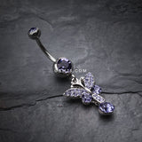 Detail View 2 of Sparkling Butterfly Gem Belly Ring-Tanzanite