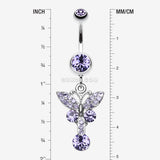 Detail View 1 of Sparkling Butterfly Gem Belly Ring-Tanzanite