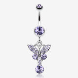 Sparkling Butterfly Gem Belly Ring-Tanzanite