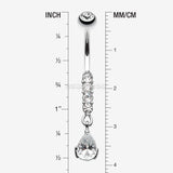 Detail View 1 of Sparkly Gem Droplet Belly Ring-Clear Gem