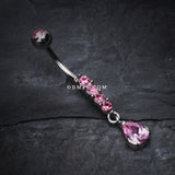 Detail View 2 of Sparkly Gem Droplet Belly Ring-Light Pink