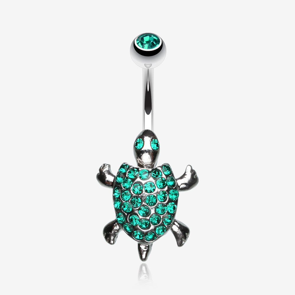Adorable Turtle Dance Belly Ring-Green
