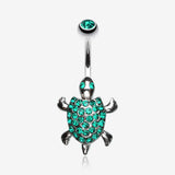 Adorable Turtle Dance Belly Ring-Green