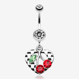 Charming Cherry Heart Belly Ring
