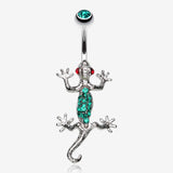 Moving Gecko Lizard Sparkle Belly Ring