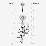 Detail View 1 of Cupids Love Belly Button Ring-Clear Gem