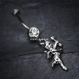 Detail View 2 of Cupids Love Belly Button Ring-Clear Gem