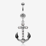 Jeweled Anchor Belly Ring