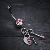 Detail View 2 of Love Lock Down Belly Button Ring-Light Pink