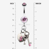Detail View 1 of Love Lock Down Belly Button Ring-Light Pink