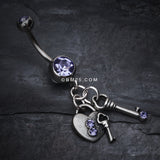Detail View 2 of Love Lock Down Belly Button Ring-Tanzanite